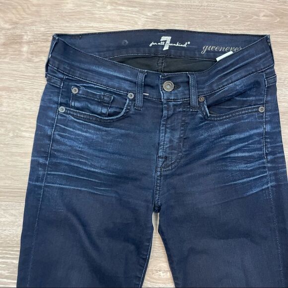 7 For All Mankind Women's High Rise Jeans - Dark Blue - Picture 6 of 9